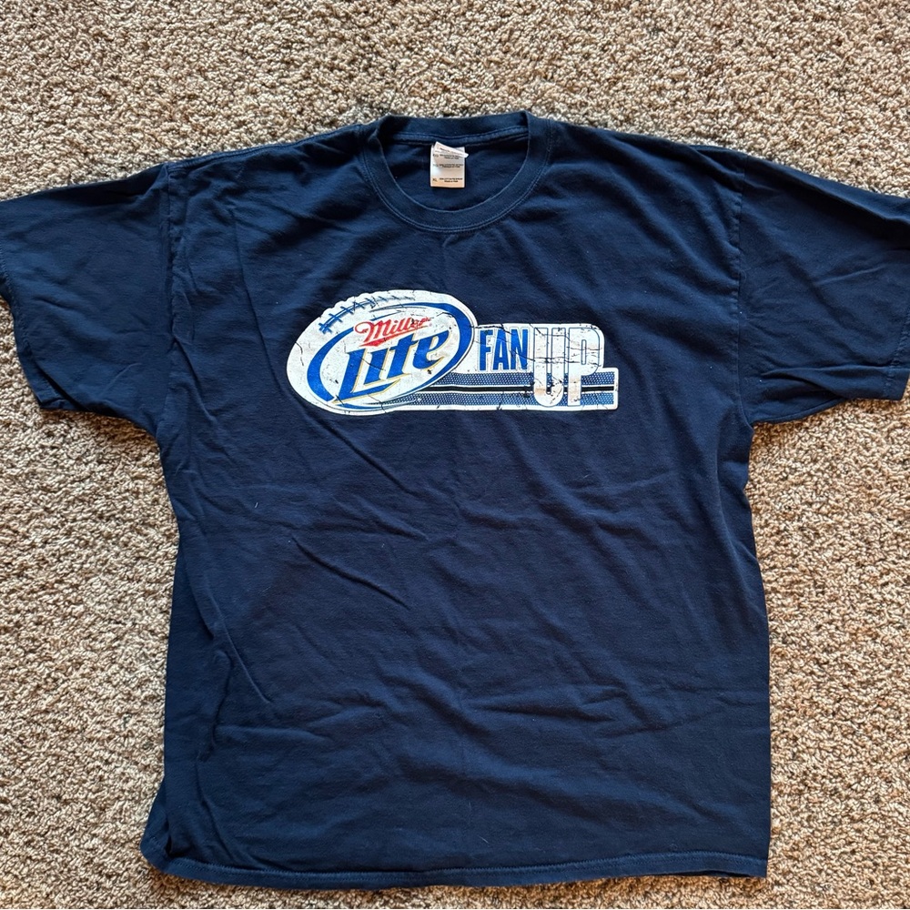 Unisex XL Oversized Gildan Cotton Navy Miller Lite Graphic Boxy Tee